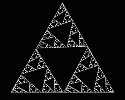 White Triangle On Black Background With Smaller Triangles GIF