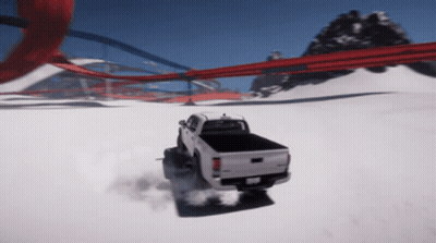 White Truck Driving Through Snow GIF