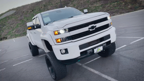 White Truck With Arizona License Plate Parked GIF