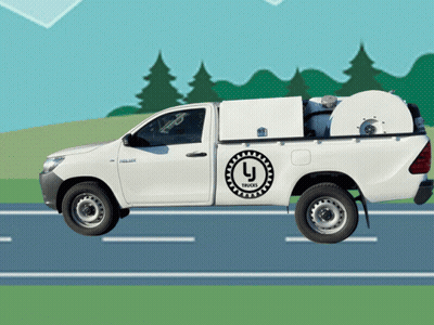 White Truck With Letter L GIF