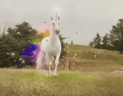 White Unicorn Running Rainbow GIF
