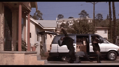 White Van Parked With Trunk Open GIF