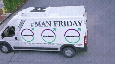 White Van With #Manfriday Text GIF