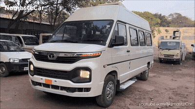 White Van With Namastecar Text GIF