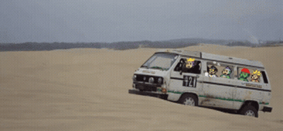 White Van With Number 421 GIF