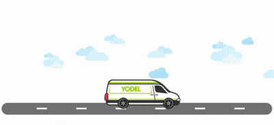 White Van With Yodel Driving Down Road GIF