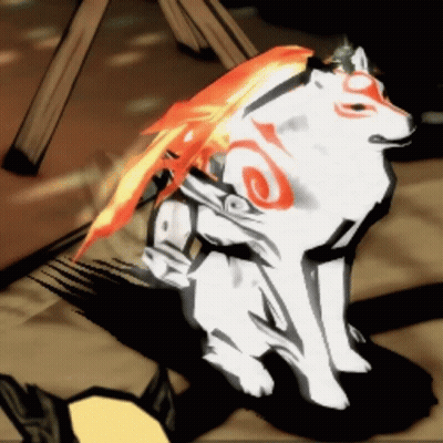 White Wolf With Red And Orange Markings GIF