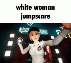 White Woman Jump Scare GIF