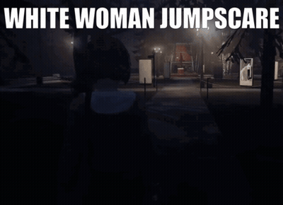 White Woman Jumpscare Poster In Dark GIF