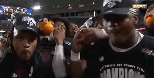 Whole Team Eating Orange GIF