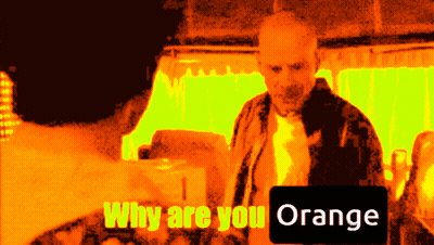 Why Are You Orange Is Written On A Yellow Background GIF