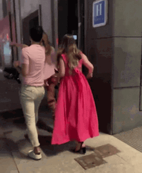 Why Are You Running Drunk Lady GIF