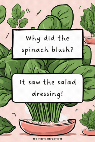 Why Did The Spinach Blush It Saw The Salad Dressing ! GIF