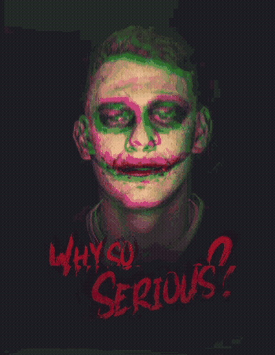 Why So Serious In Red On Dark Background GIF