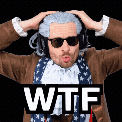 Wig Headphones Man With WTF On Face GIF