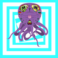 Wiggly Tentacles Octopus With Trippy Eyes  GIF