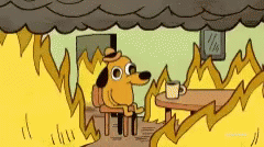 Wild Fire Funny Dog Drinking Coffee Everything Is Fine