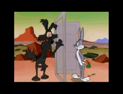Wile E Coyote Toasted Talking To Bug Bunny GIF
