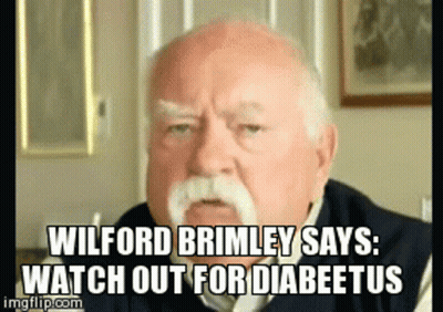Wilford Brimley Says Watch Out For Diabeetus In Front Of A Man GIF