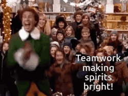 Will Ferrell Elf Team Work Making Spirits Bright GIF