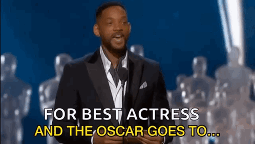 Will Smith Is Giving A Speech At The Oscars While Holding A Microphone . GIF