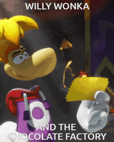 Willy Wonka And The Chocolate Factory Poster With Two Characters GIF