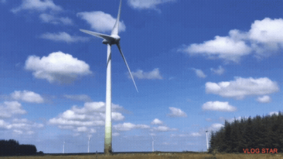 Wind Turbine In Field Saying Vlog Star GIF