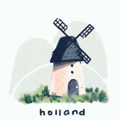 Windmill With Holland Text GIF