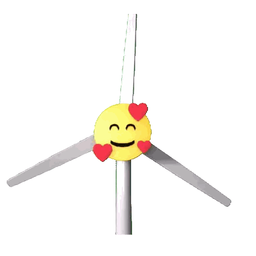 Windmill With Smiley Face And Hearts Sticker