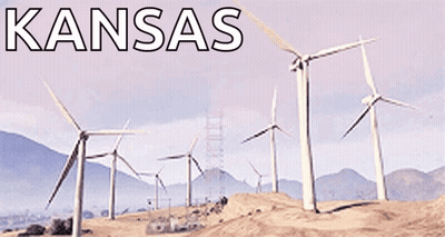 Windmills In A Field With Kansas GIF