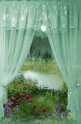 Window View Green Wall Curtain GIF