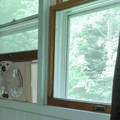 Window With Fan And Trees GIF