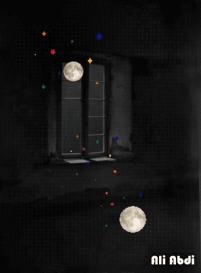 Window With Full Moon And Stars Ali Abdi GIF
