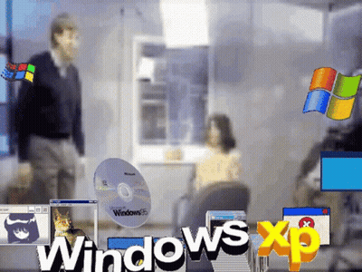 Windows XP On Screen With Icons GIF