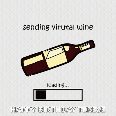 Wine Bottle On Birthday Card For Terese GIF