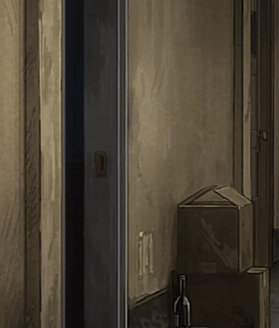 Wine Bottle On Table Next To Box In Hallway GIF