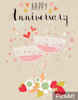 Wine Glass Glitter Happy Anniversary  GIF