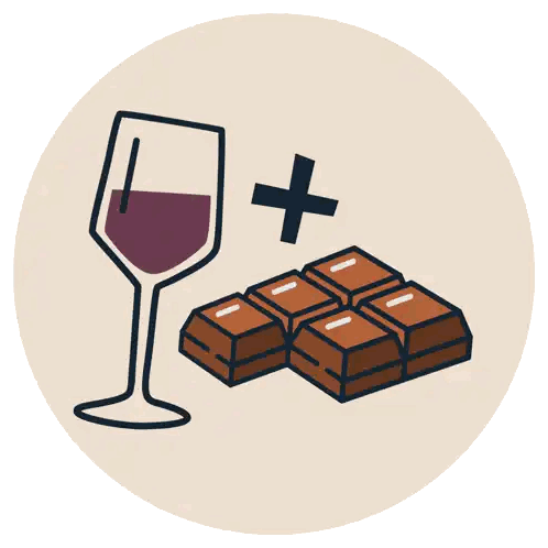 Wine Glass Next To Crossed Chocolate Bar Sticker