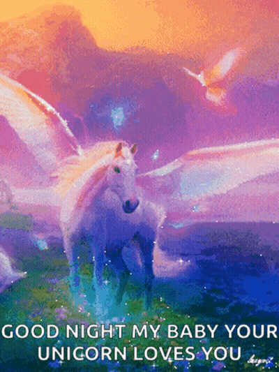 Winged Unicorn Good Night My Baby Your Unicorn Loves You GIF