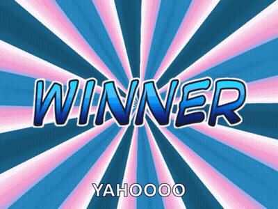 Winner Text On Blue Pink Background GIF