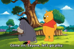 Winnie Encouraging Eeyore To Play GIF