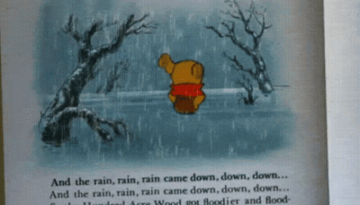 Winnie Pooh Book Open Rain Rain Rain Came Down Down Down GIF