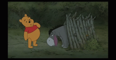 Winnie The Pooh And Eeyore Standing In Woods GIF