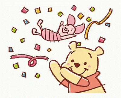 Winnie The Pooh And Piglet Are Celebrating With Confetti And Ribbons Flying Around Them . GIF
