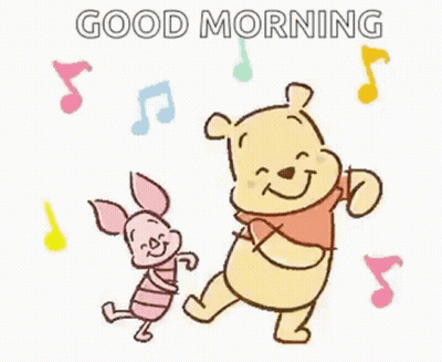 Winnie The Pooh And Piglet Are Dancing Together In A Good Morning Greeting Card . GIF