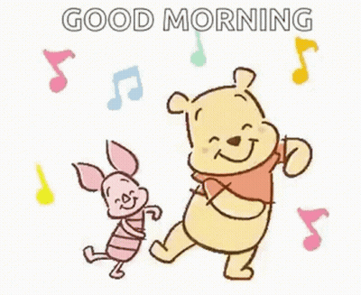Winnie The Pooh And Piglet Dancing With Music Notes GIF