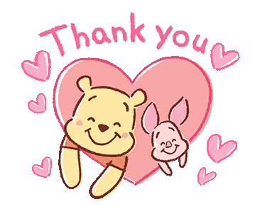 Winnie The Pooh And Piglet Holding Heart Saying Thank You Sticker