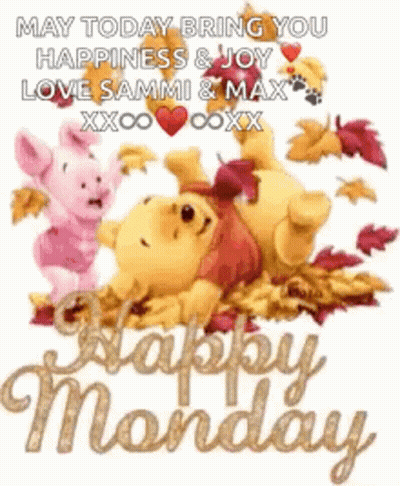 Winnie The Pooh And Piglet Laying On Leaves GIF