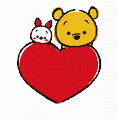 Winnie The Pooh And Piglet On Red Heart GIF