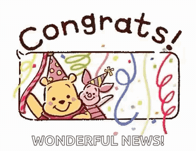 Winnie The Pooh And Piglet With Party Hats And Balloons GIF